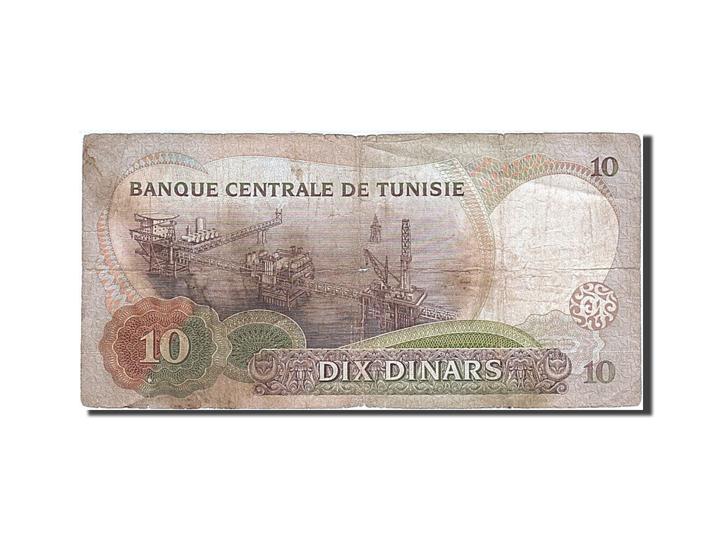 Banconote, Tunisia, 10 Dinars, 1986, KM:84, 1986-03-20, B+