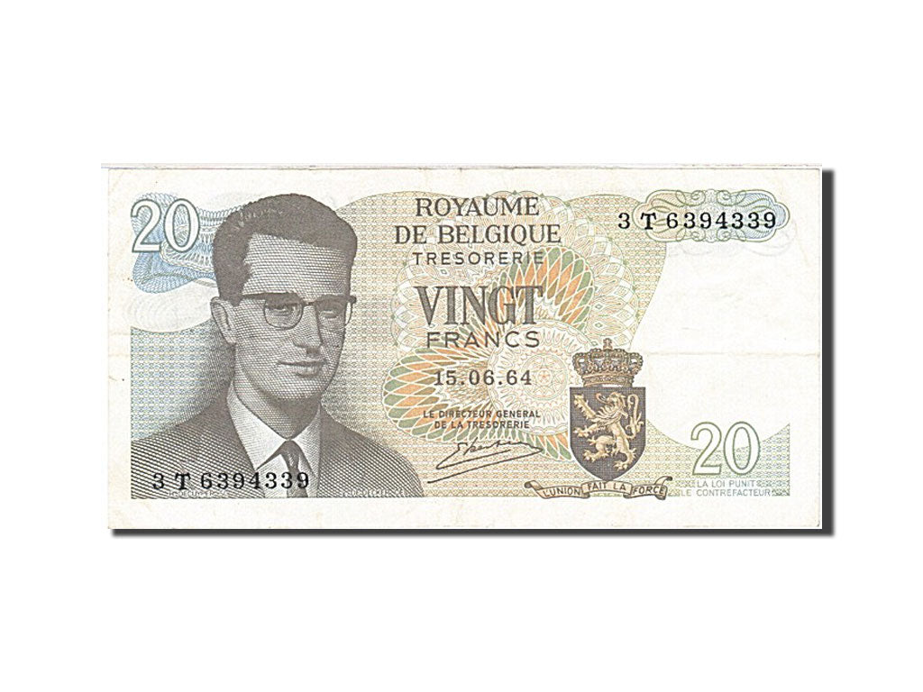 Banknote, Belgium, 20 Francs, 1964, 1964-06-15, KM:138, AU(55-58)