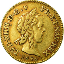 Monnaie, France, Louis XIV, 1/2 Louis d'or à la mèche longue, 1646 Paris