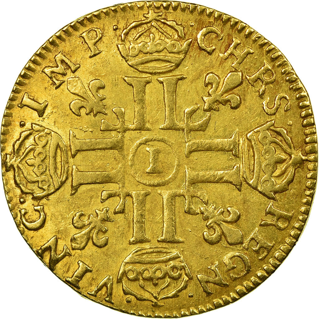 Coin, France, Louis XIV, Louis d'or à la mèche longue, 1653 Limoges