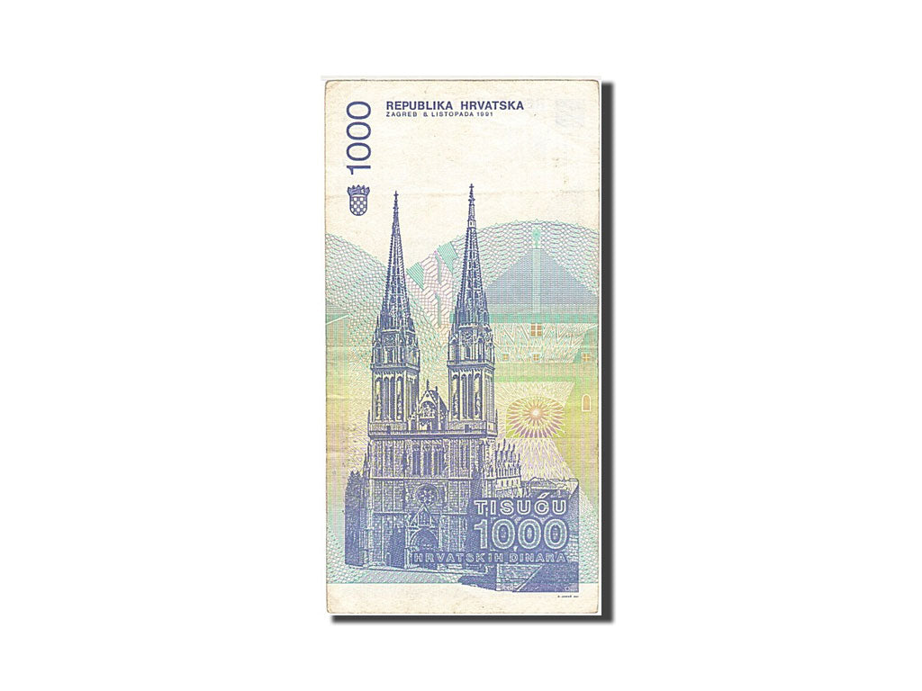 Croatia, 1000 Dinara, 1991, KM:22a, 1991-10-08, EF(40-45), B1261906