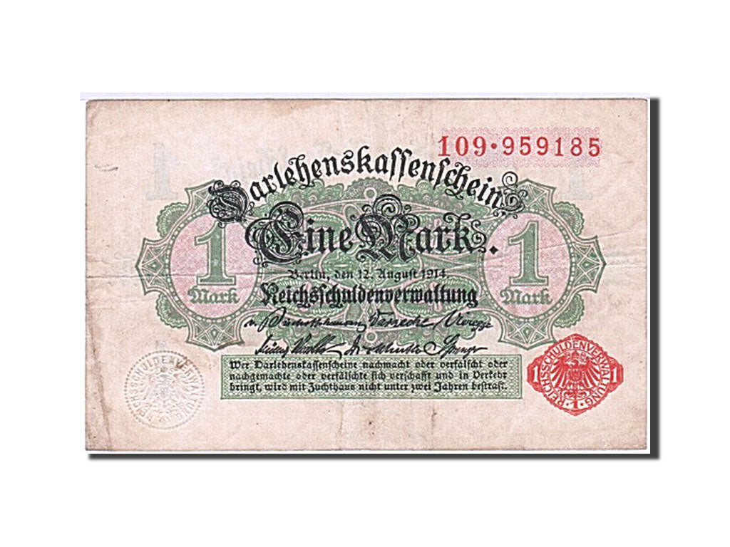 Banknote, Germany, 1 Mark, 1914, 1914-08-12, KM:51, EF(40-45)