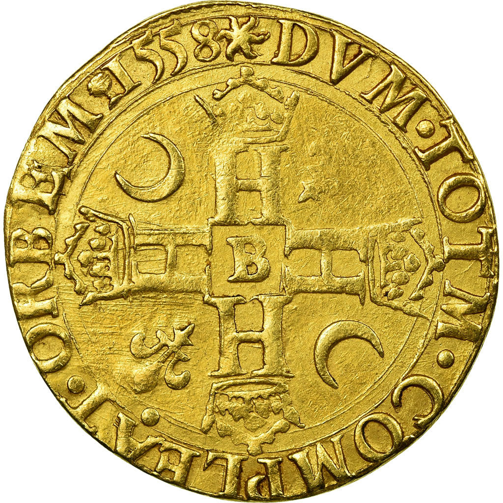 Monnaie, France, Double Henri d'or, 1558, Rouen, TTB, Or, Duplessy:971