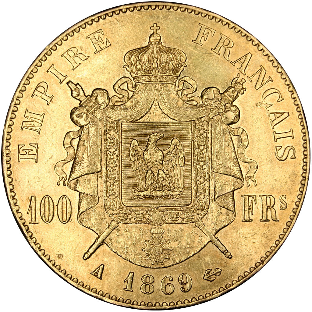 FRANCE, Napoléon III, 100 Francs, 1869, Paris, KM #802.1, AU(55-58), Gold, G...
