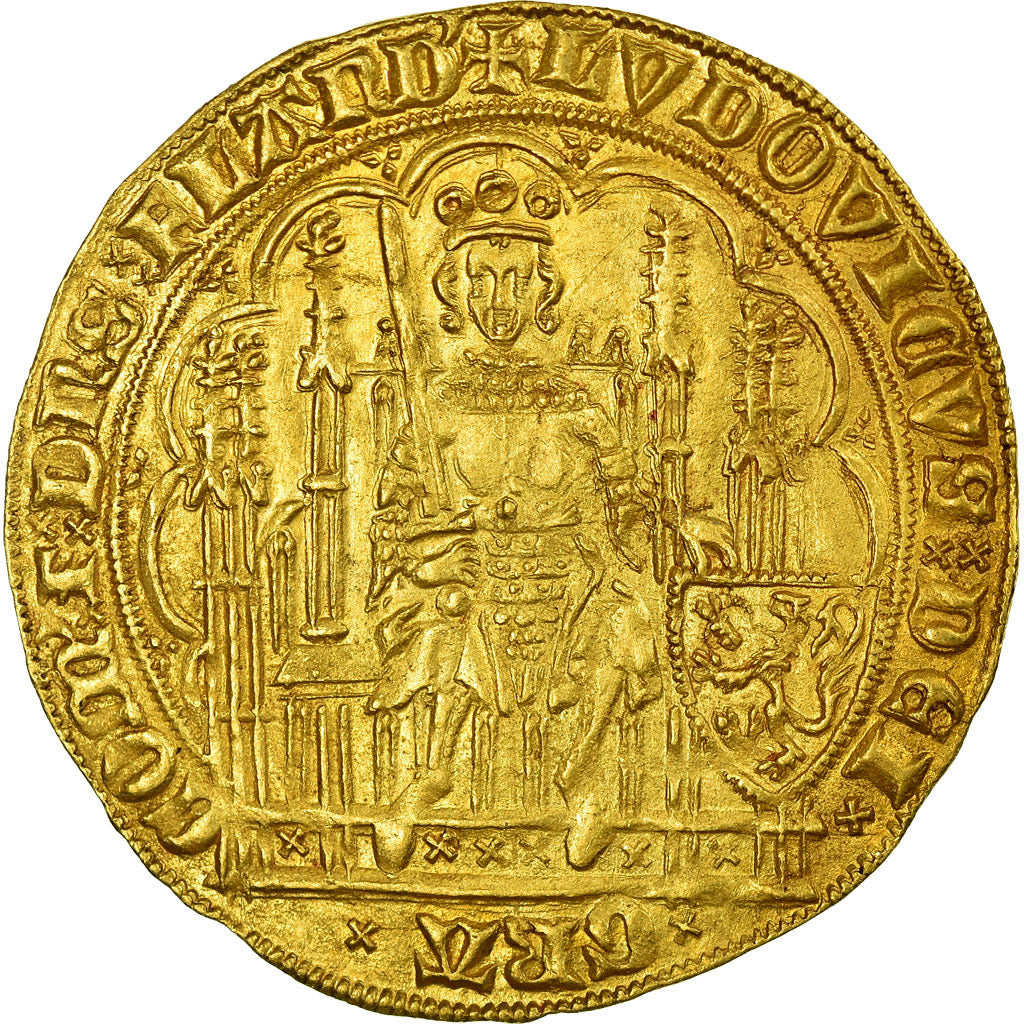 Coin, France, Louis II de Mâle, Ecu d'or, Gent, AU(55-58), Gold, Boudeau:2226