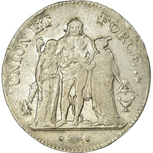 Moneta, Francja, Union et Force, 5 Francs, 1801, Bordeaux, EF(40-45), Srebro