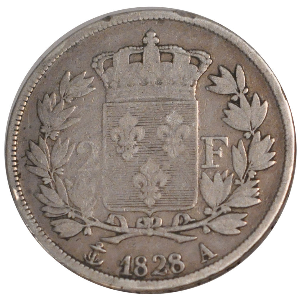 Monnaie, France, Charles X, 2 Francs, 1828, Paris, B+, Argent, Gadoury:516