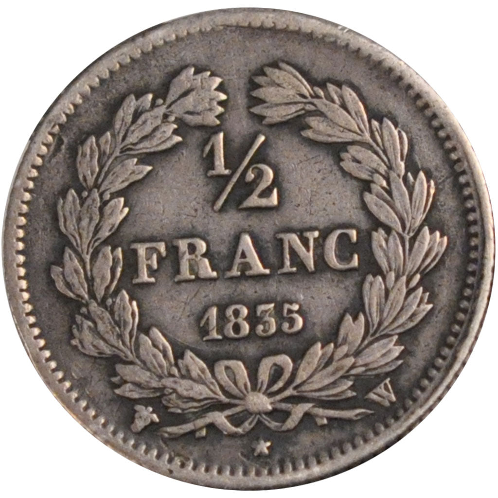 FRANCE, Louis-Philippe, 1/2 Franc, 1835, Lille, KM #741.13, VF(20-25), Silver,..