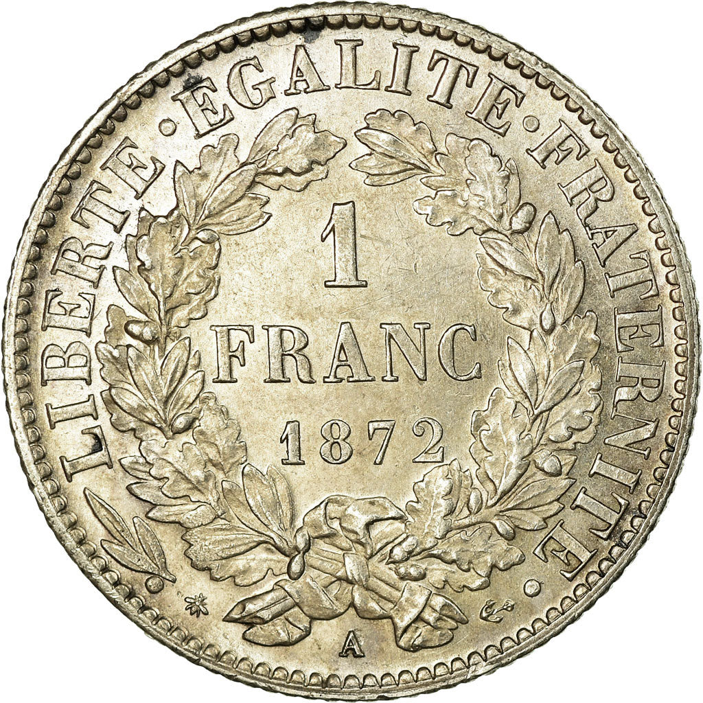 Monnaie, France, Cérès, Franc, 1872, Paris, SUP+, Argent, Gadoury:465a