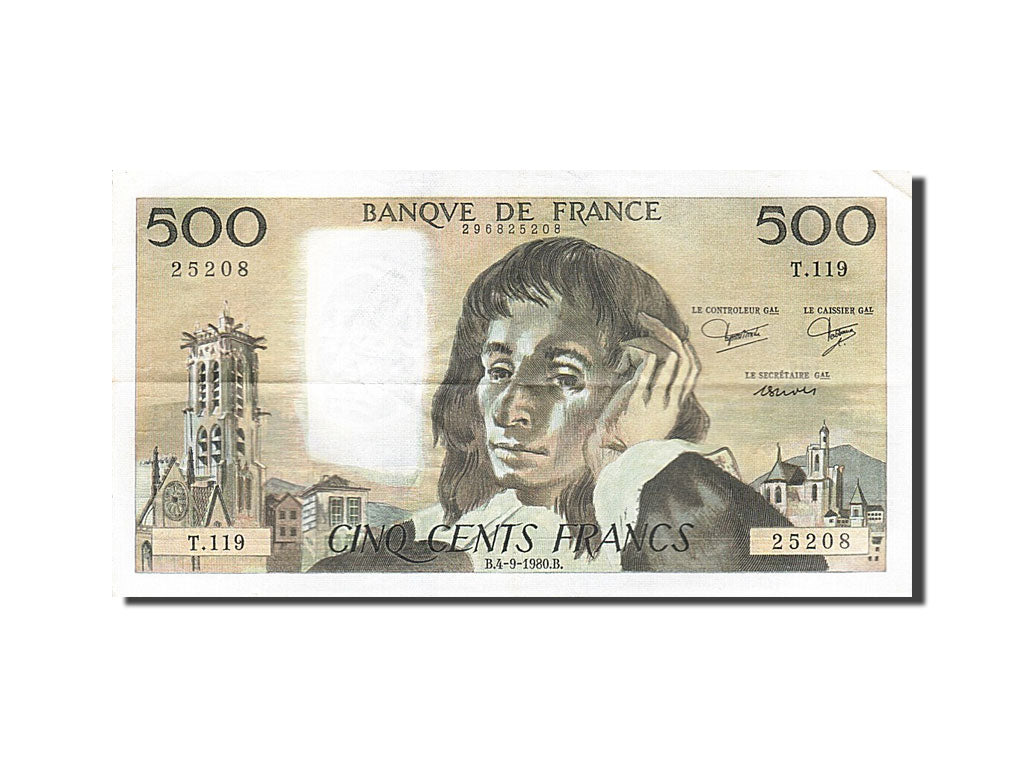 France, 500 Francs, 1968, KM:156e, 1980-09-04, AU(50-53), Fayette:71.22