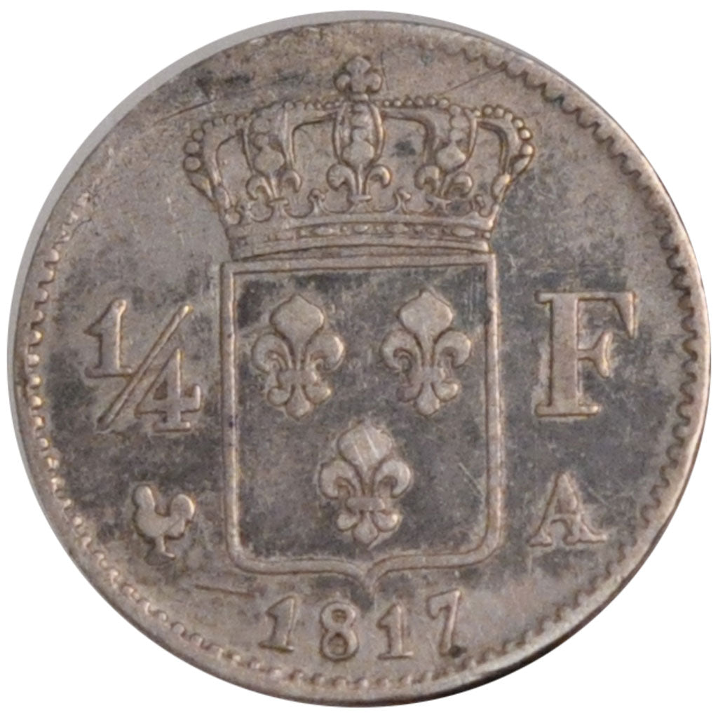 FRANCE, Louis XVIII, 1/4 Franc, 1817, Paris, KM #714.1, EF(40-45), Silver,...
