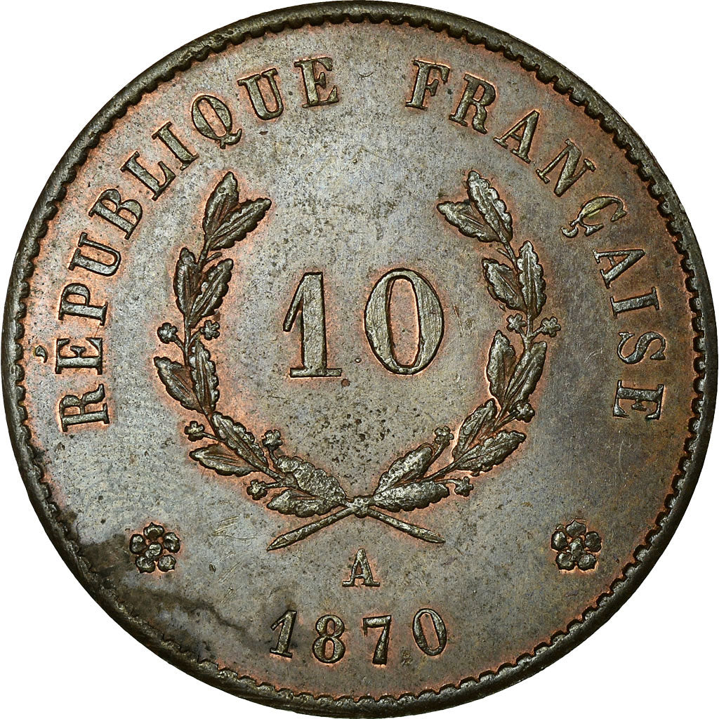 Coin, France, 10 Centimes, 1870, Paris, MS(60-62), Bronze, Gadoury:260