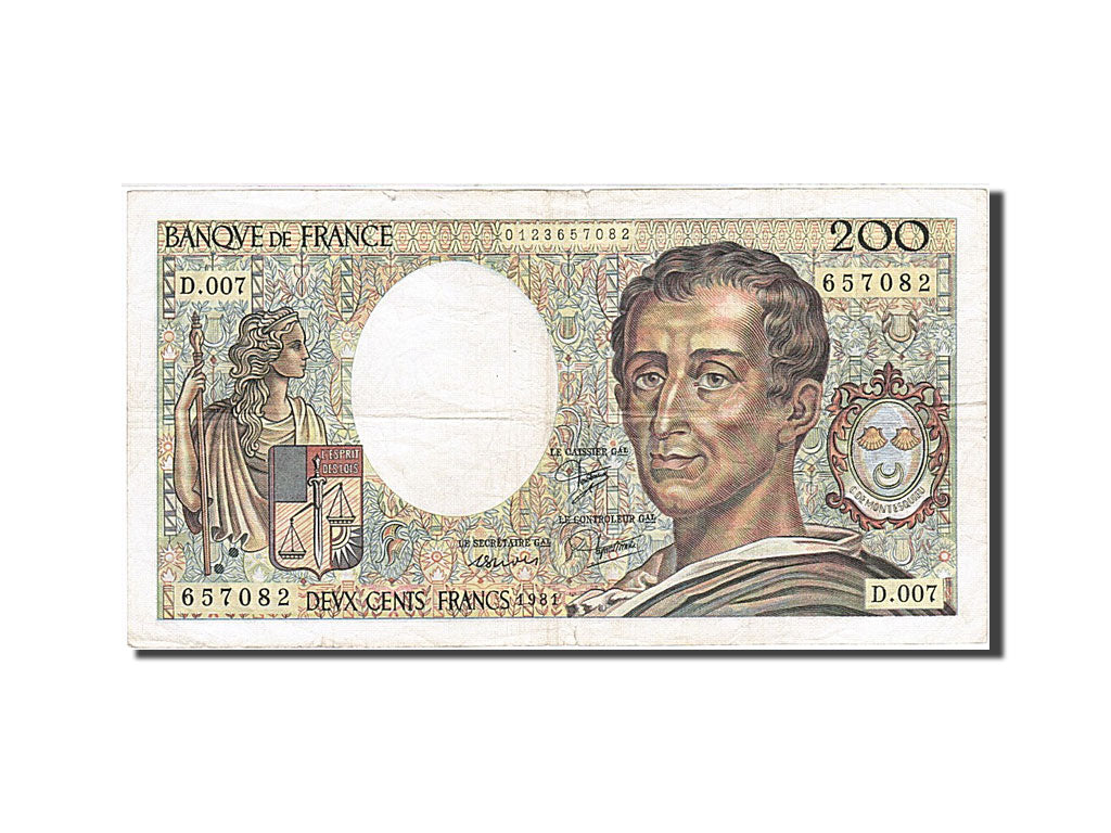 France, 200 Francs, 1981, KM:155a, 1981, VF(20-25), Fayette:70.1