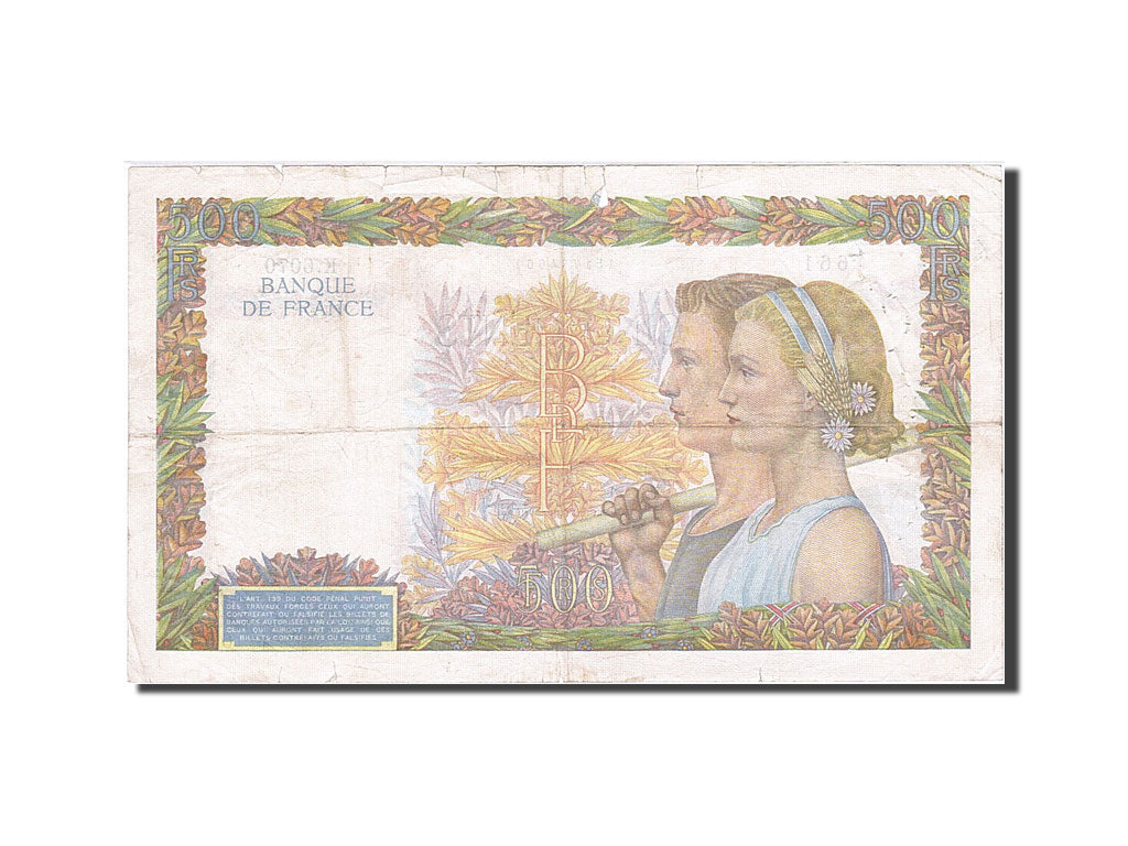 Frankreich, 500 Francs, 1939, KM:95b, 1942-06-20, VF(20-25), Fayette:32.35
