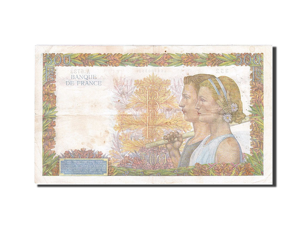 France, 500 Francs, 1939, KM:95b, 1942-09-10, EF(40-45), Fayette:32.40