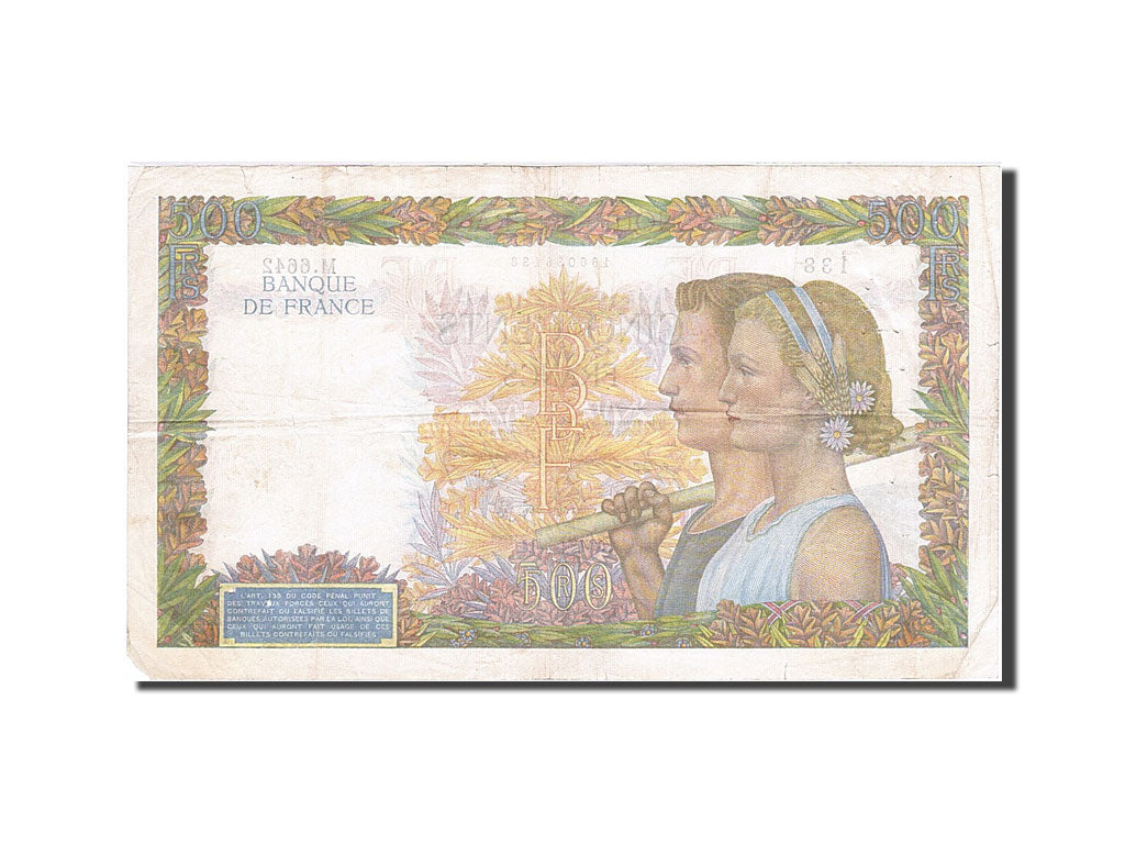 Banknote, France, 500 Francs, 1939, 1942-09-03, VF(30-35), Fayette:32.39, KM:95b