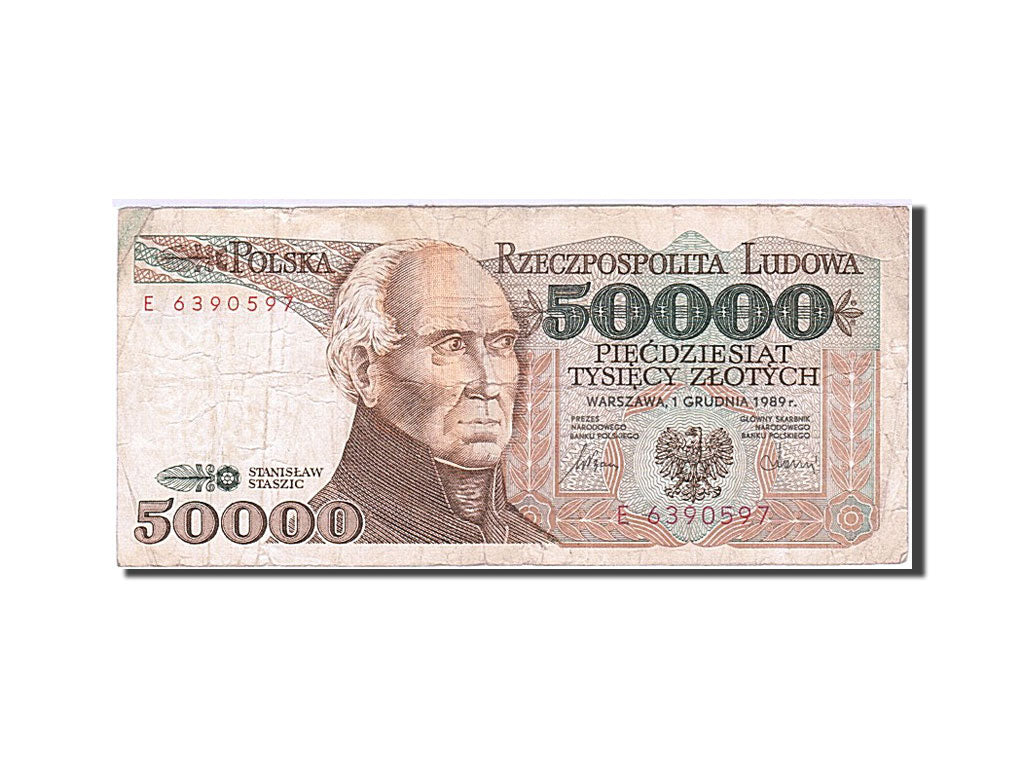 Poland, 50,000 Zlotych, 1987-1990, 1989-12-01, KM:153a, VF(20-25)