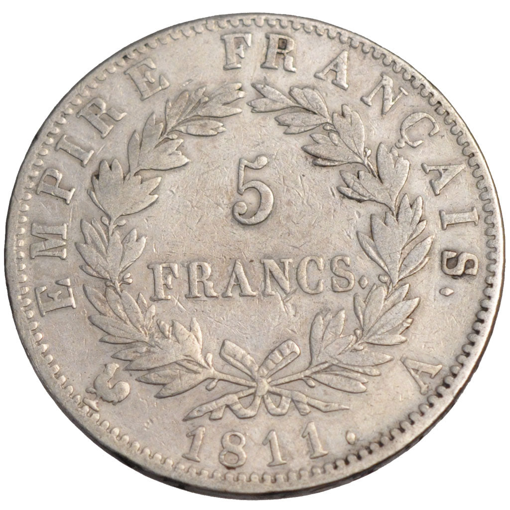 FRANCE, Napoléon I, 5 Francs, 1811, Paris, KM #694.1, EF(40-45), Silver, Gadoury