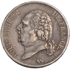 FRANCE, Louis XVIII, 5 Francs, 1822, Paris, KM #711.1, EF(40-45), Silver,...