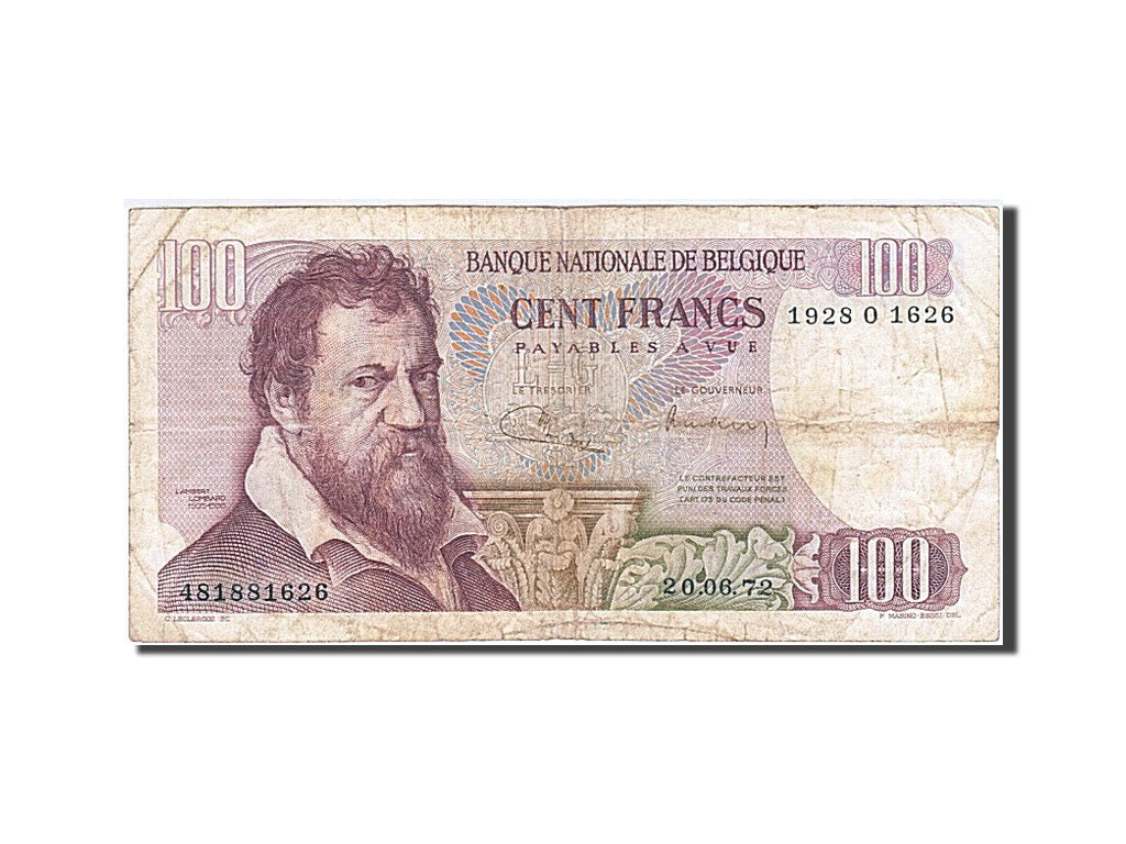 Banconote, Belgio, 100 Francs, 1961-1971, KM:134b, 1972-06-20, MB