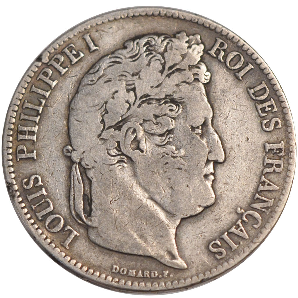 FRANCE, Louis-Philippe, 5 Francs, 1837, Lyon, KM #749.4, VF(20-25), Silver,...