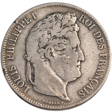 FRANCE, Louis-Philippe, 5 Francs, 1837, Lyon, KM #749.4, VF(20-25), Silver,...