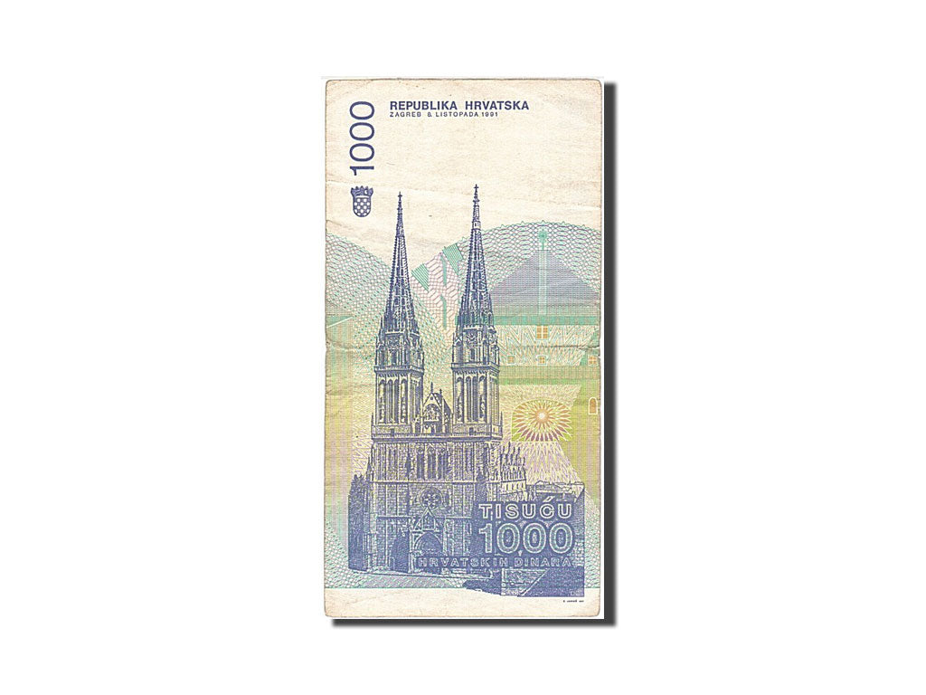 Banknote, Croatia, 1000 Dinara, 1991-1993, 1991-10-08, KM:22a, EF(40-45)