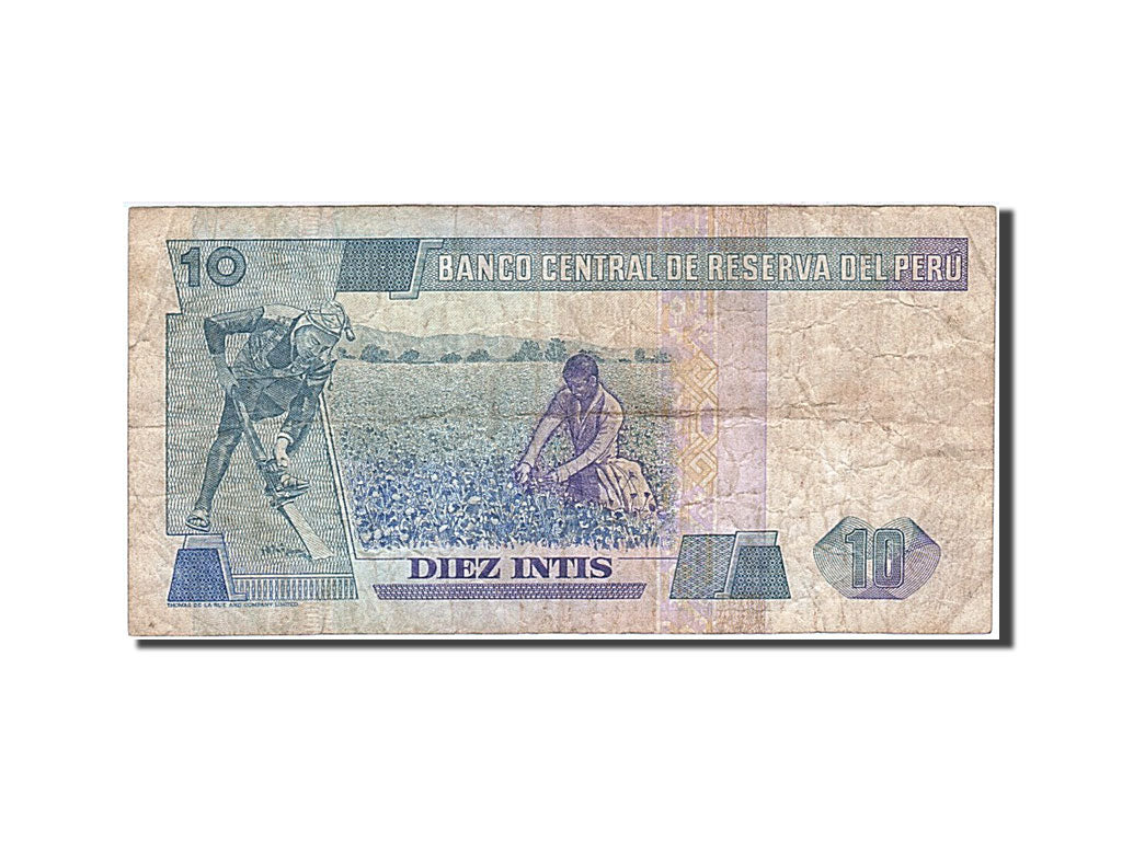 Peru, 10 Intis, 1985-1991, 1985-04-03, KM:128, VF(20-25)
