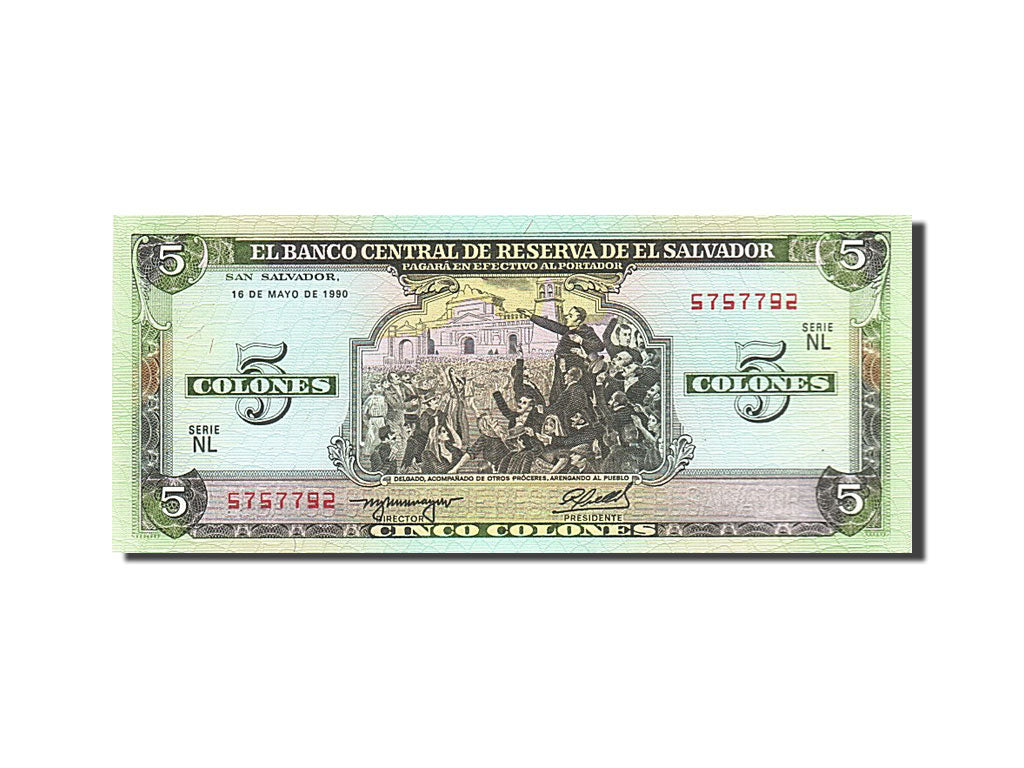 El Salvador, 5 Colones, 1990-1993, KM:138a, 1990-05-16, NEUF