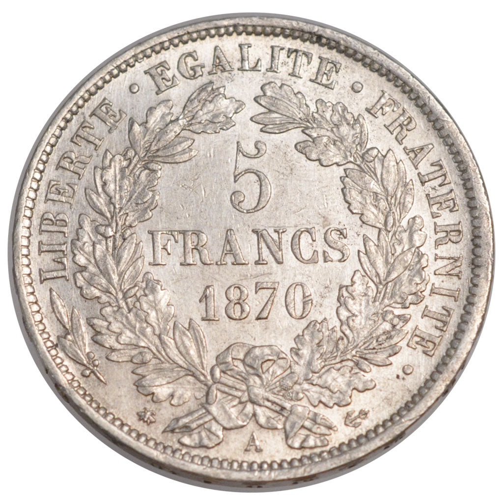 Francia, Cérès, 5 Francs, 1870, Paris, SPL-, Argento, Gadoury:743