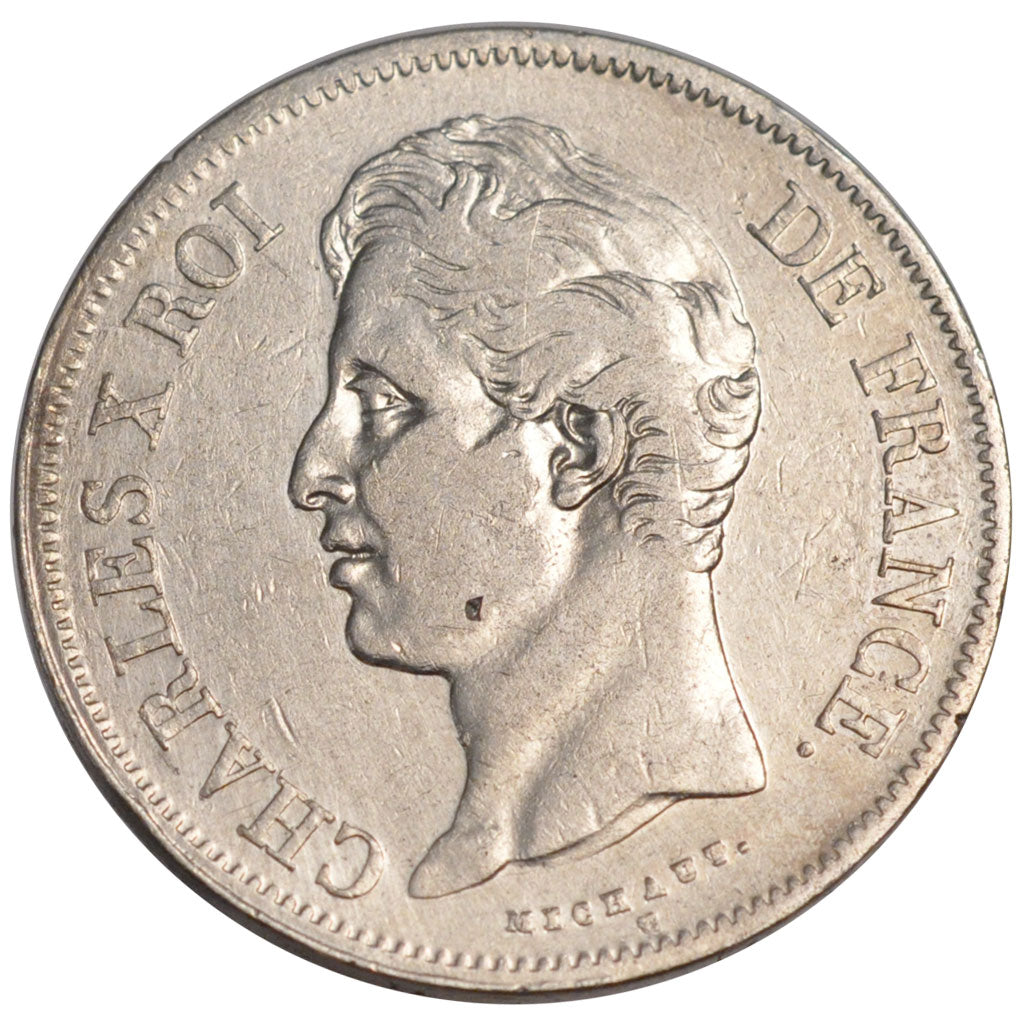 FRANCE, Charles X, 5 Francs, 1828, Lille, KM #728.13, VF(30-35), Silver,...