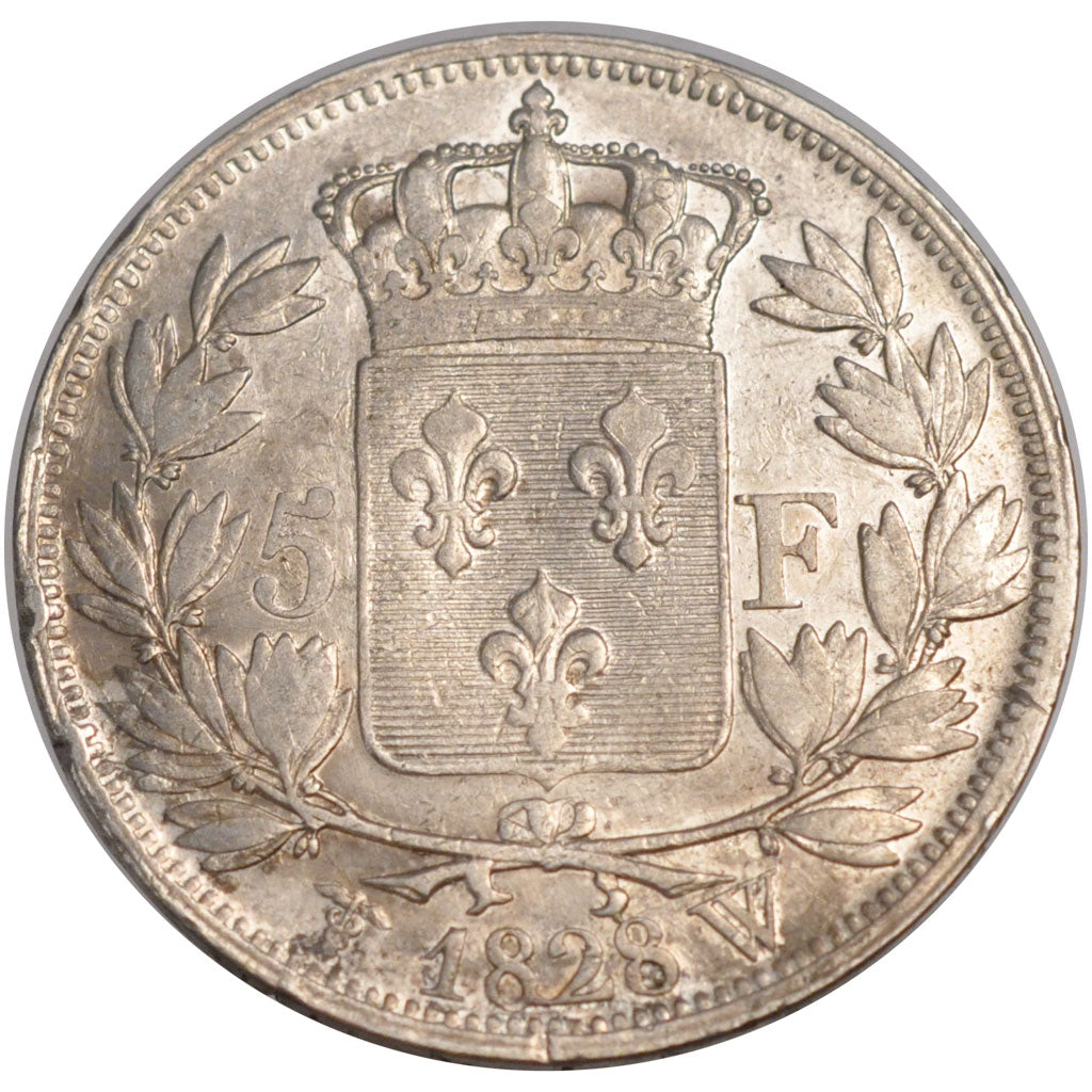 FRANCE, Charles X, 5 Francs, 1828, Lille, KM #728.13, VF(30-35), Silver,...