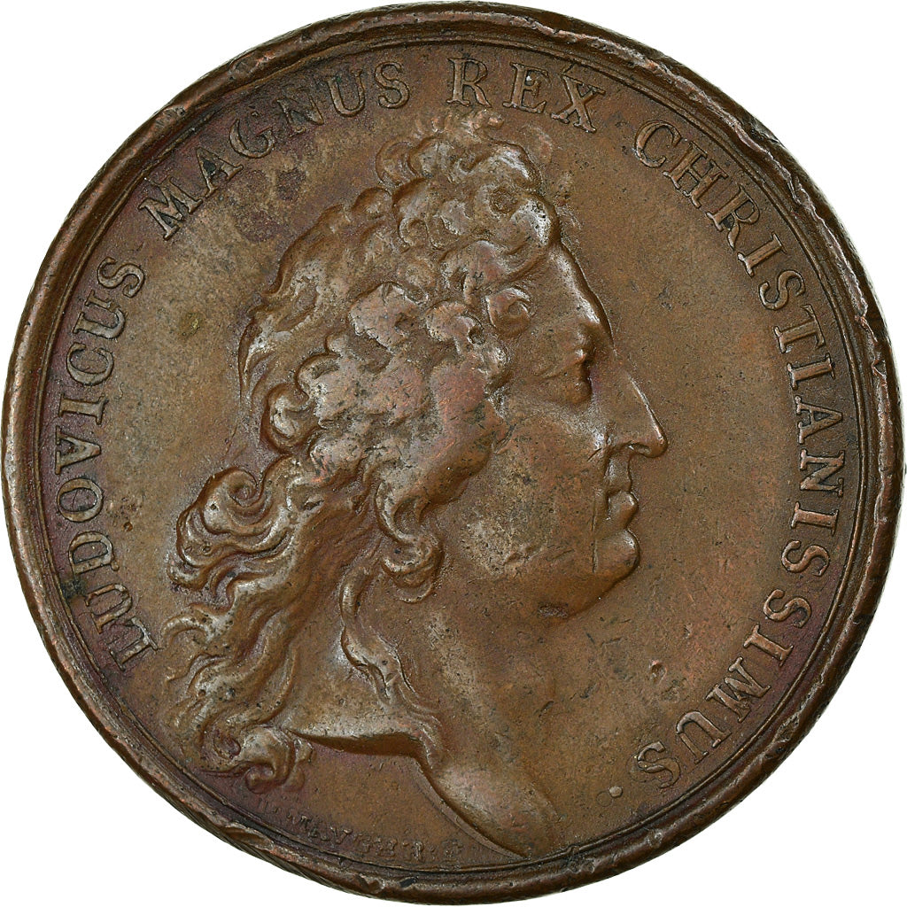 Francia, medalla, Louis XIV, Dunkerque Garantie du Bombardement, History, 1695