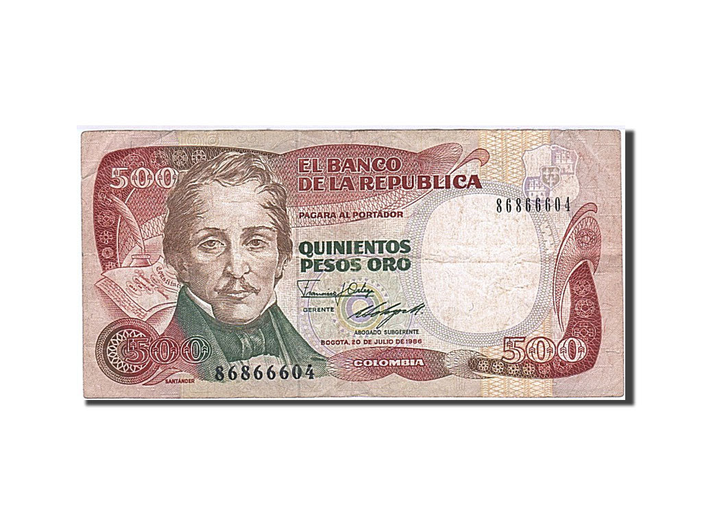 Kolumbien, 500 Pesos Oro, 1980-1982, KM:423c, 1986-07-20, EF(40-45)