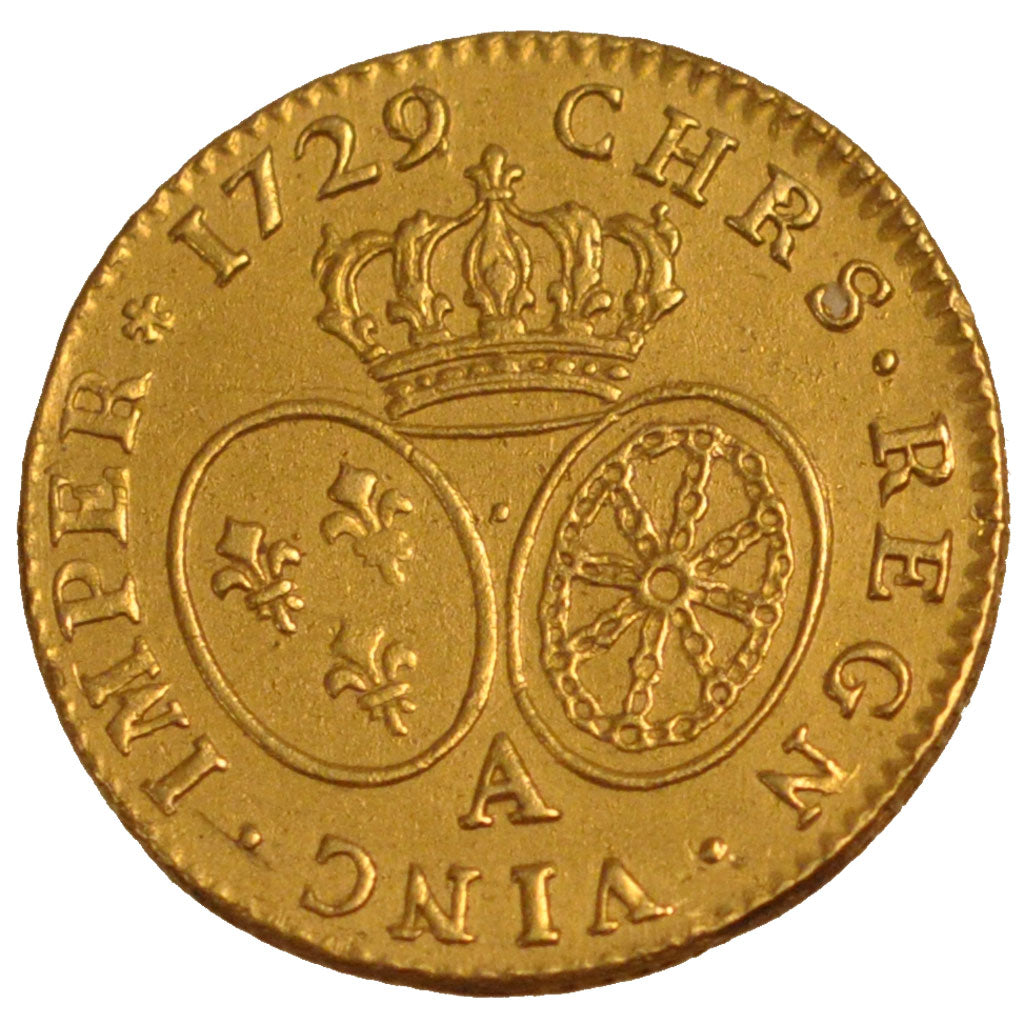 FRANCE, Louis d'or aux lunettes, Louis D'or, 1729, Paris, KM #489.1, EF(40-45),.