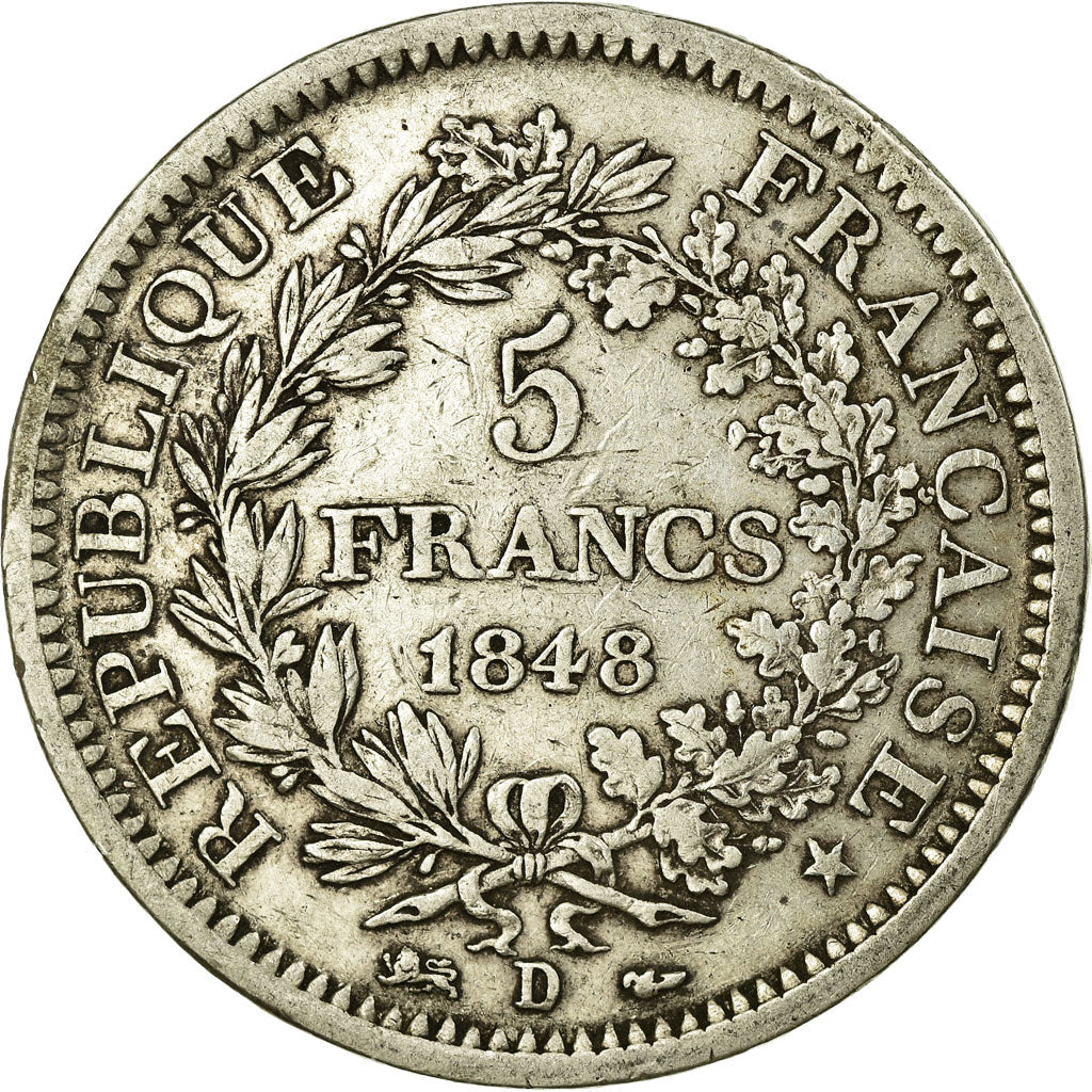 Coin, France, Hercule, 5 Francs, 1848, Lyon, EF(40-45), Silver, Gadoury:683