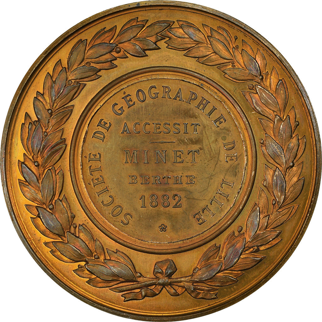 France, Medal, Société Géographique de Lille, 1882, Brenet, AU(55-58), Bronze