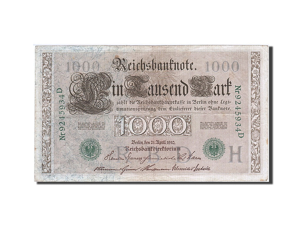 Germany, 1000 Mark, 1910, KM:45b, 1910-04-21, AU(50-53)