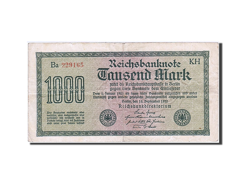 Banknote, Germany, 1000 Mark, 1922, 1922-09-15, KM:76h, VF(20-25)