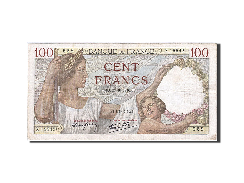 France, 100 Francs, 1939, KM:94, 1940-10-24, VF(30-35), Fayette:26.39