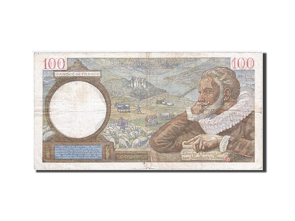 France, 100 Francs, 1939, KM:94, 1940-10-24, VF(30-35), Fayette:26.39