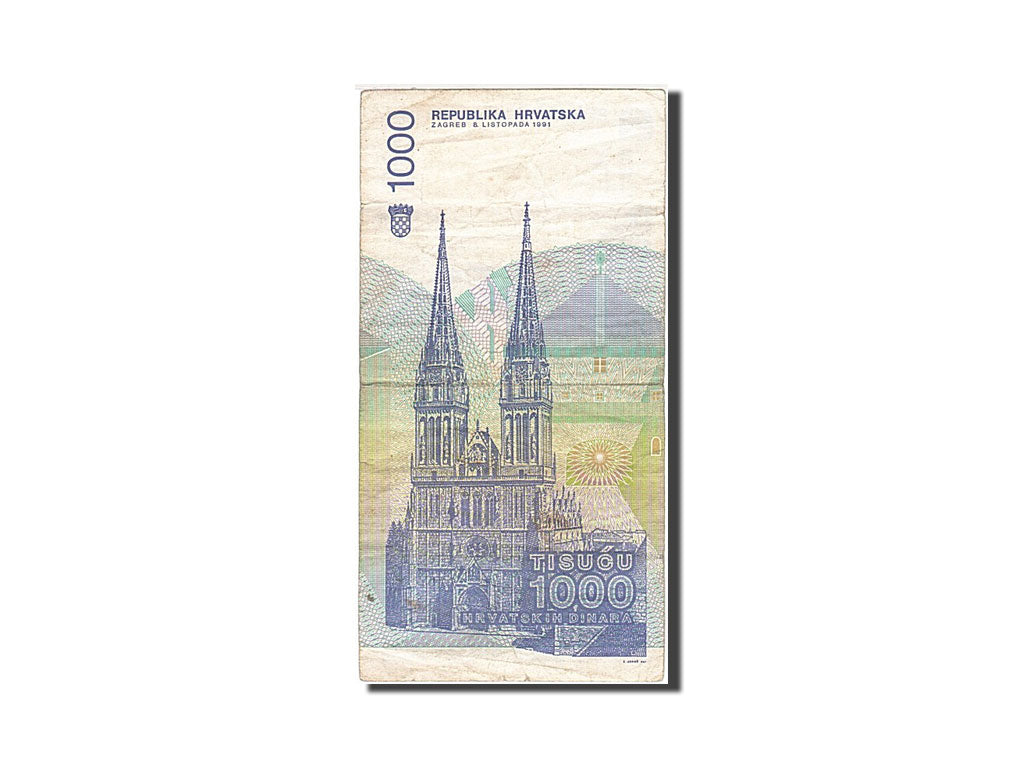 Banknote, Croatia, 1000 Dinara, 1991-1993, 1991-10-08, KM:22a, VF(20-25)