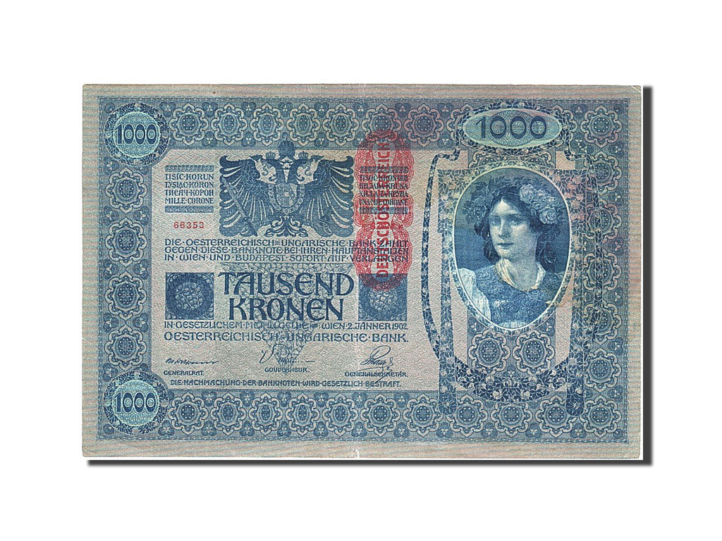 Autriche, 1000 Kronen, 1919, KM:59, 1902-01-02, TTB+