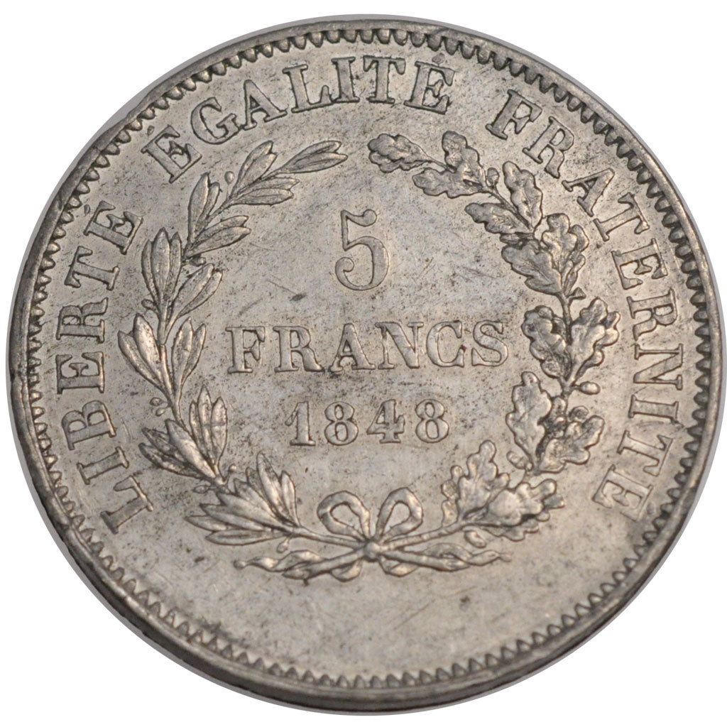 FRANCE, 5 Francs, 1848, AU(50-53), Tin, Gadoury #711, 17.36