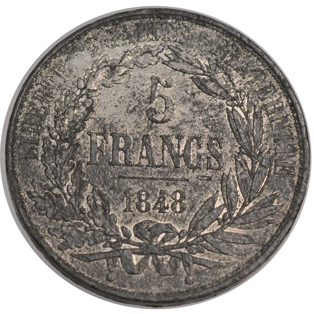 FRANCE, 5 Francs, 1848, AU(50-53), Tin, Gadoury #691, 17.82