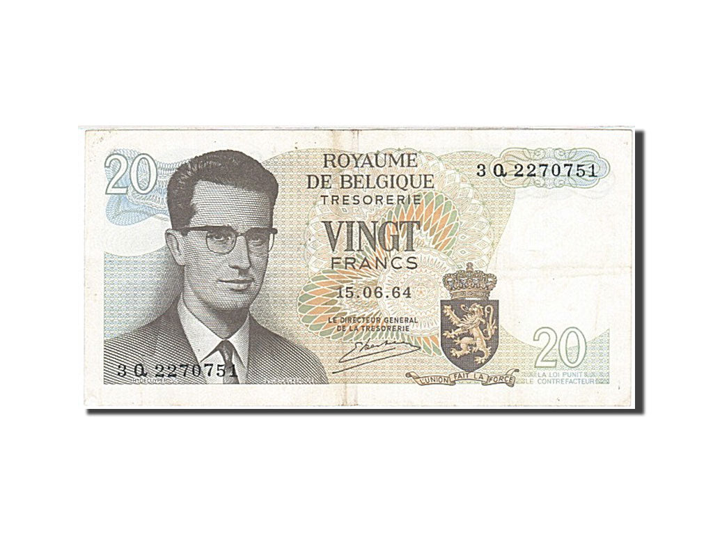 Billet, Belgique, 20 Francs, 1964-1966, 1964-06-15, KM:138, TTB+