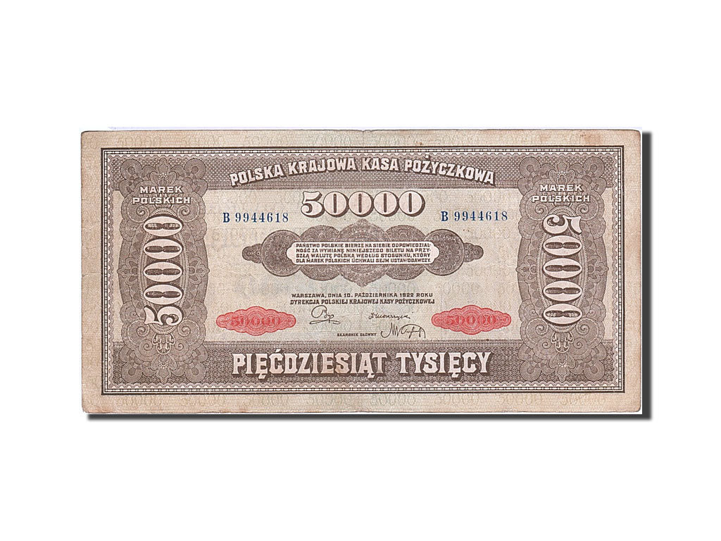 Geldschein, Polen, 50,000 Marek, 1922-1923, 1922-10-10, KM:33, S+