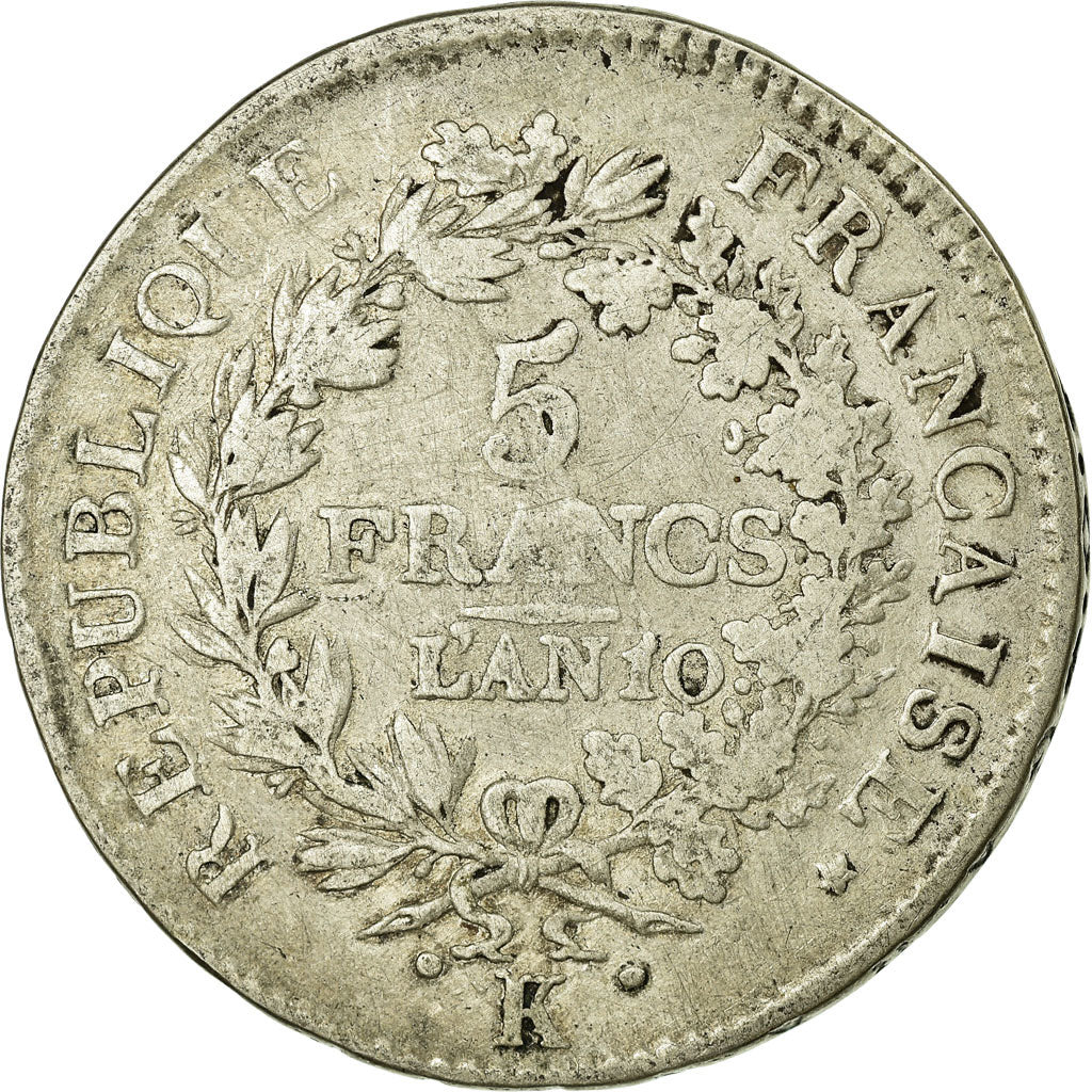 Coin, France, Union et Force, 5 Francs, 1801, Bordeaux, VF(20-25), Silver