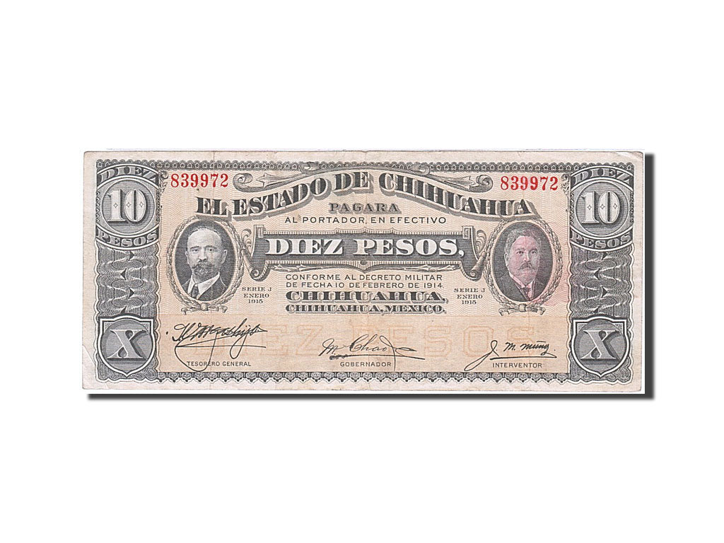 Banknote, Mexico - Revolutionary, 10 Pesos, 1914, 1914-02-10, KM:S533c