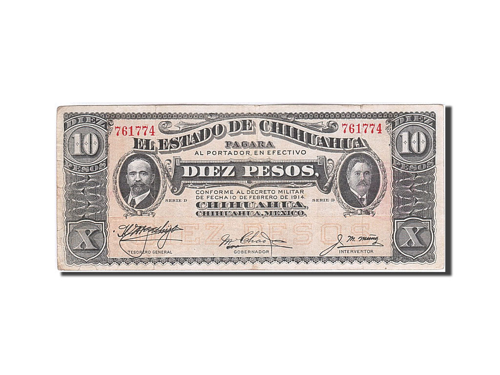 Banknote, Mexico - Revolutionary, 10 Pesos, 1914, 1914-02-10, KM:S533c